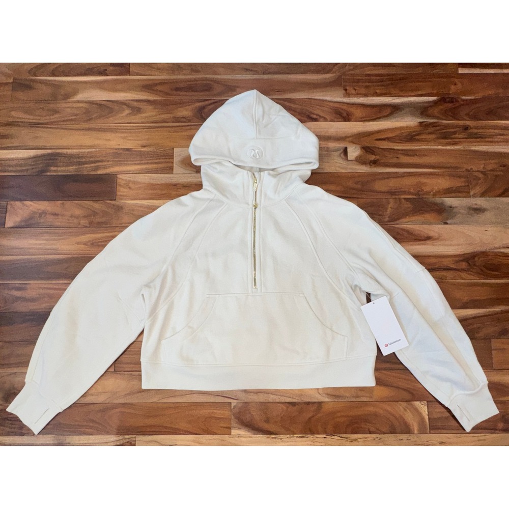 Lululemon Scuba Oversized Half-Zip Hoodie Light Ivory Gold M/L NWT